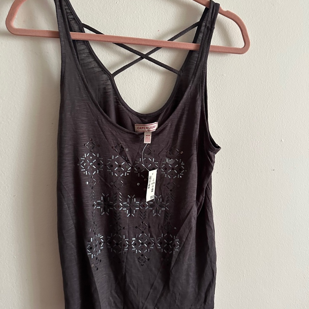 DRESS/TOP Lot - Long Sleeve Purple Dress MEDIUM CAPE JUBY Charcoal Beaded Top - Picture 4 of 8